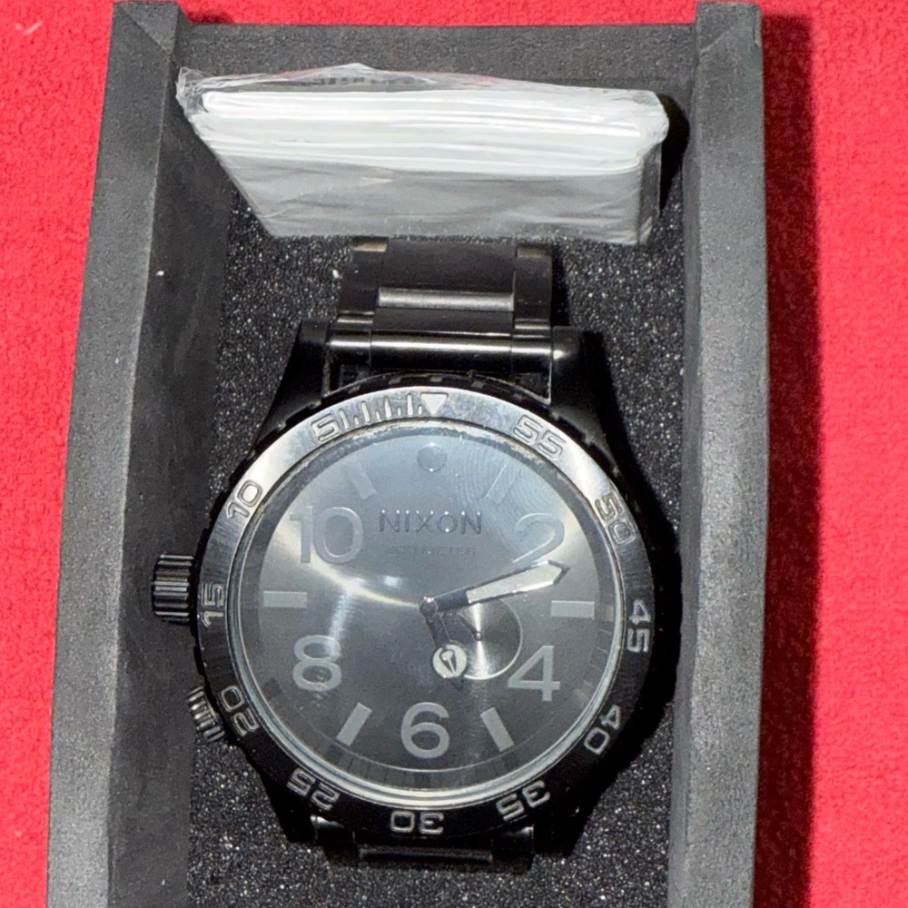 Nixon 51-30 All Black Chronograph Watch 300M Stainless Steel